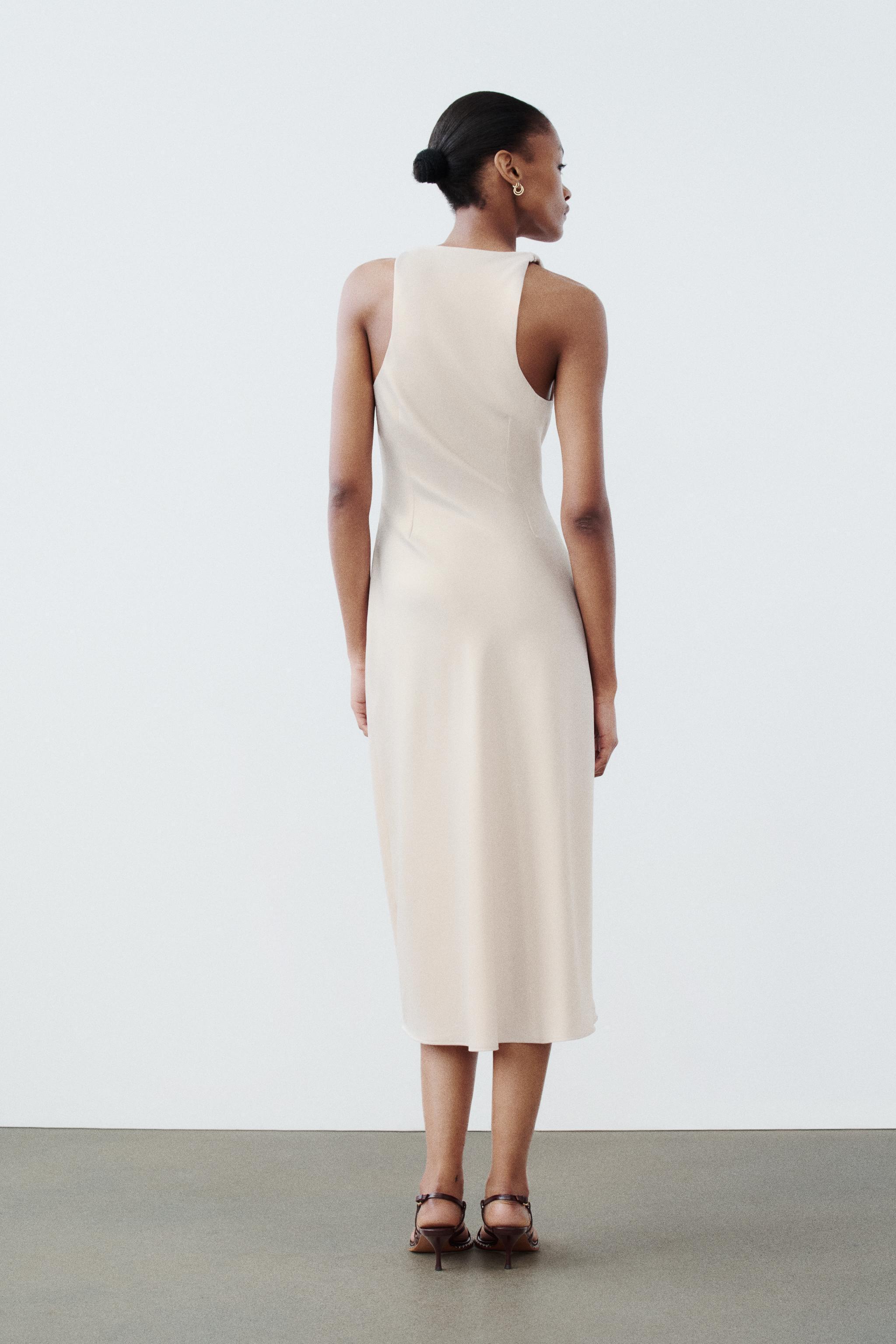 SATIN EFFECT MIDI DRESS Product Image