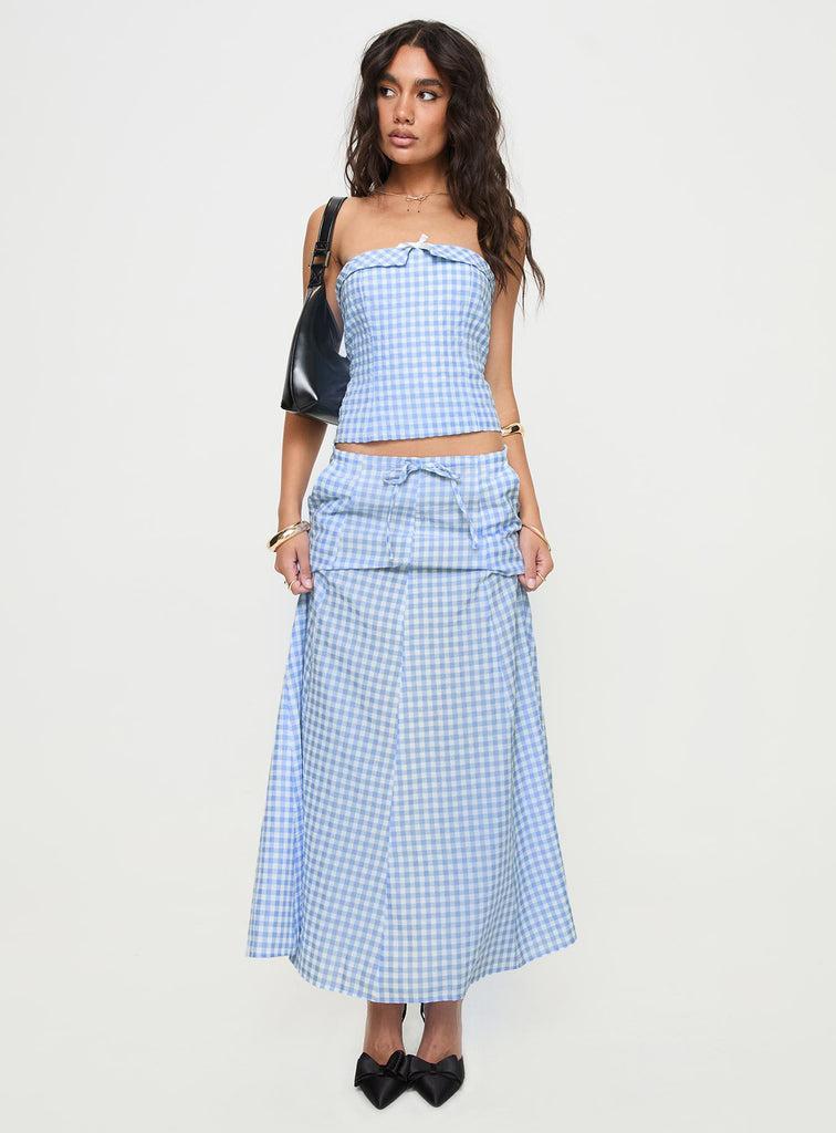 Carmino Strapless Top Blue Check product image