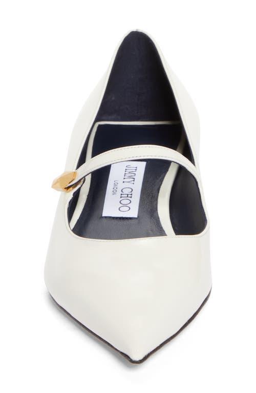 JIMMY CHOO Carolyn Leather Mary Jane Flats In White Product Image