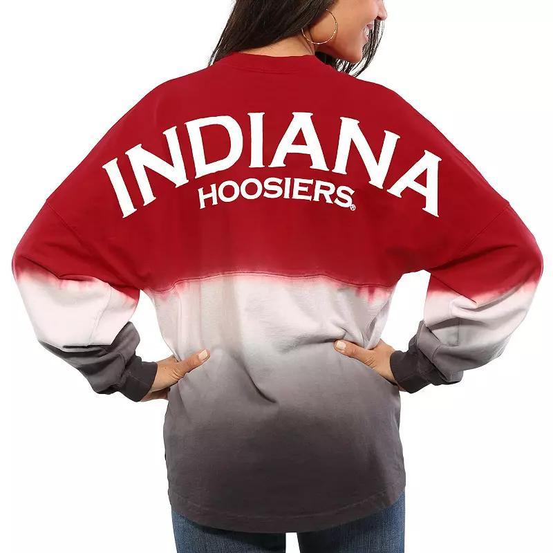 Womens Crimson Indiana Hoosiers Ombre Long Sleeve Dip-Dyed Spirit Jersey Product Image