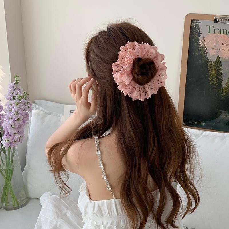 Plain Embroidered Eyelet Scrunchie Product Image