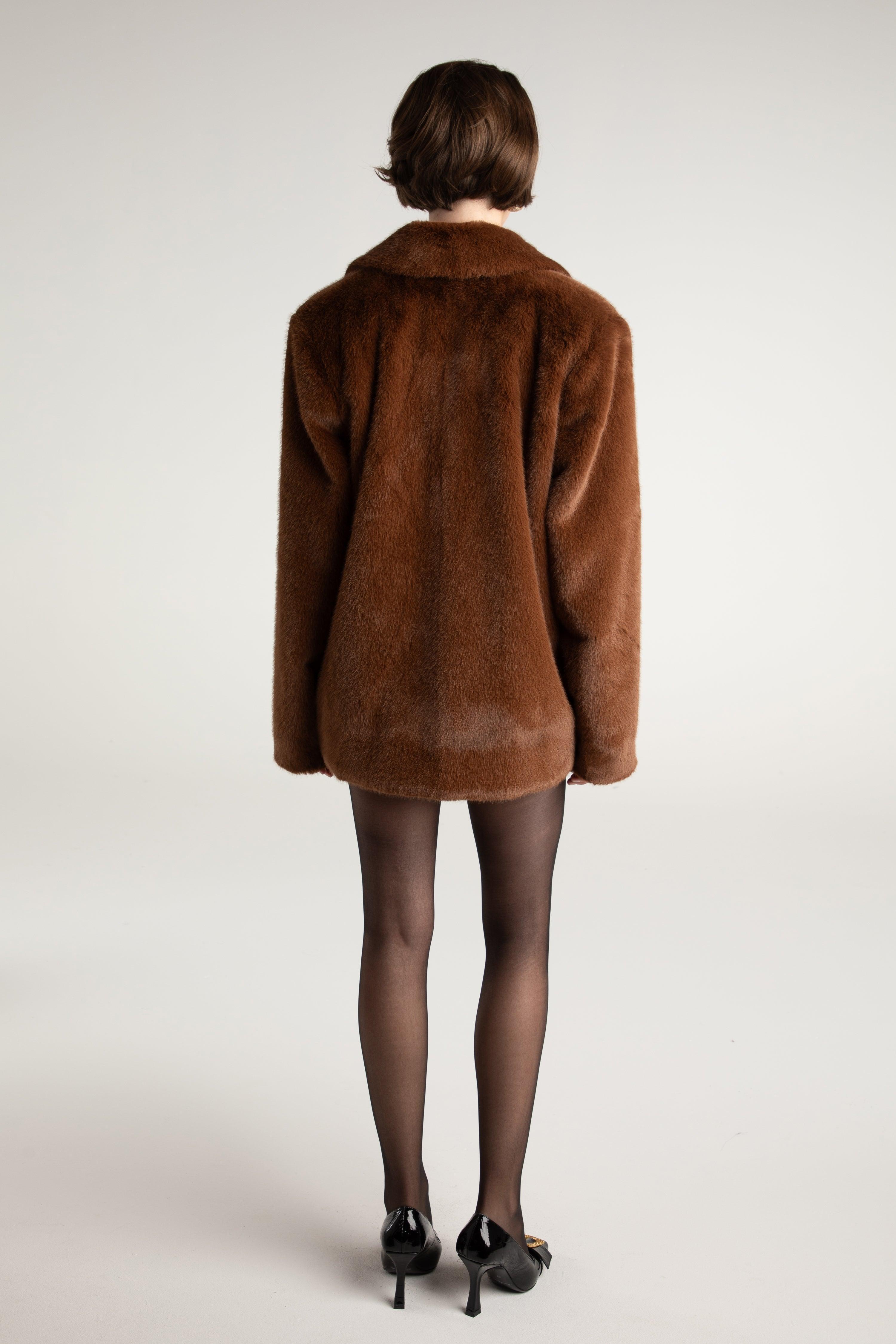 Phoebe Fur Jacket (Brown) Product Image