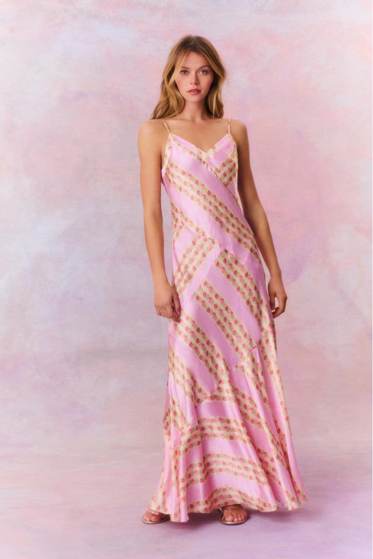 Azalea Satin Floral Maxi Dress Product Image