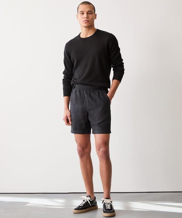 7" Italian Linen Beach Short in Pitch Black Product Image