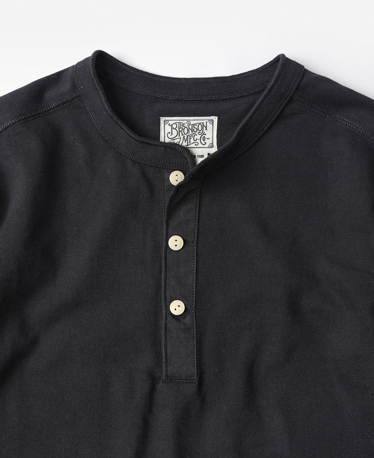 Vintage Long Sleeve Henley Shirt - Black Product Image