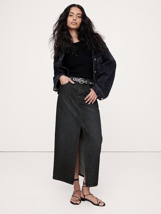 Denim Maxi Skirt Product Image