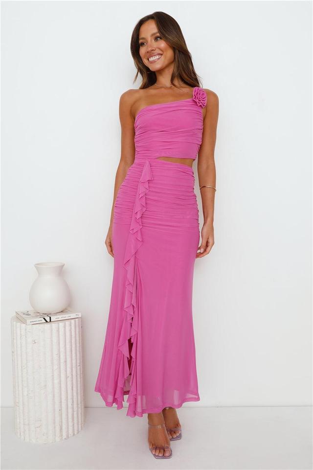 Another Party One Shoulder Mesh Maxi Dress Purple Product Image