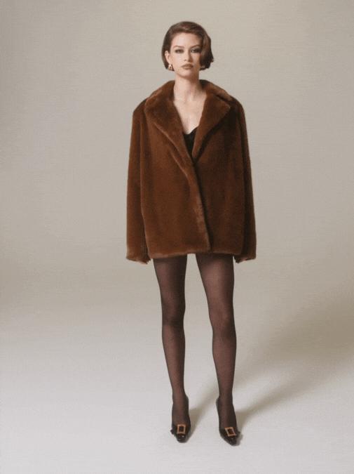 Phoebe Fur Jacket (Brown) Product Image