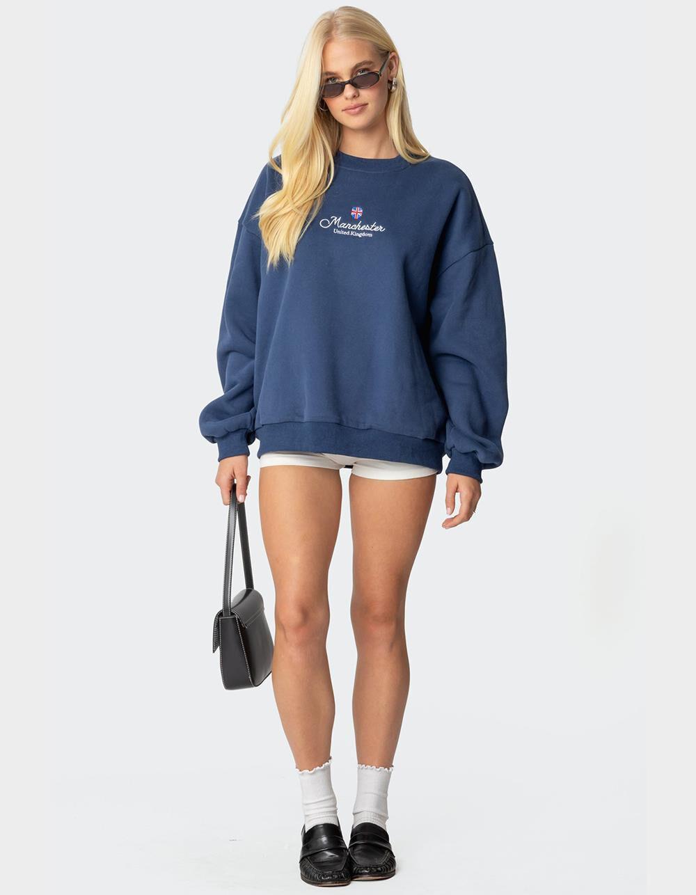 EDIKTED Manchester Embroidered Oversized Sweatshirt Product Image