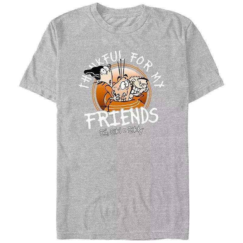 Mens Ed, Edd N Eddy Thankful For My Friends Graphic Tee Athletic Grey Product Image