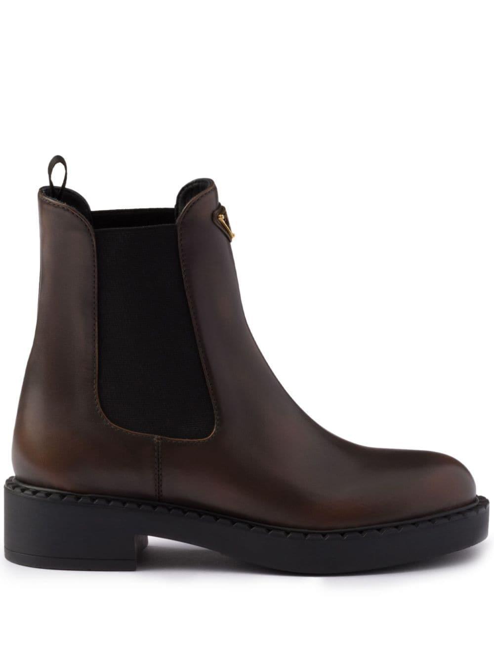 50mm Leather Chelsea Boots In Brown Product Image