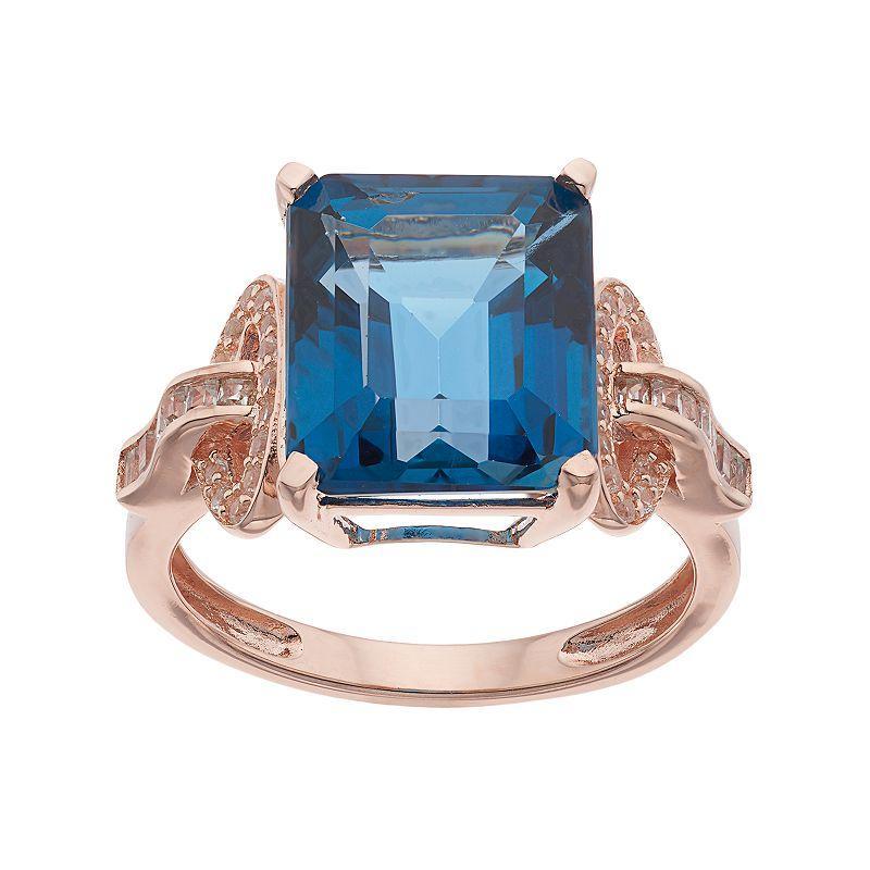 Sterling Silver London Blue Topaz & Lab-Created White Sapphire Ring, Womens Product Image