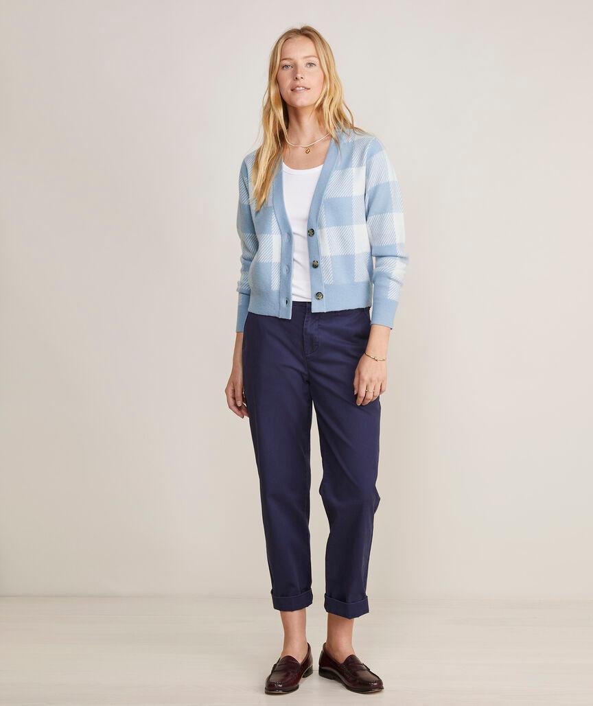 Cashmere Gingham V-Neck Cardigan Product Image