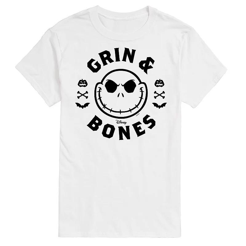 Disneys The Nightmare Before Christmas Mens Grin & Bones Graphic Tee Grey Military Green Product Image