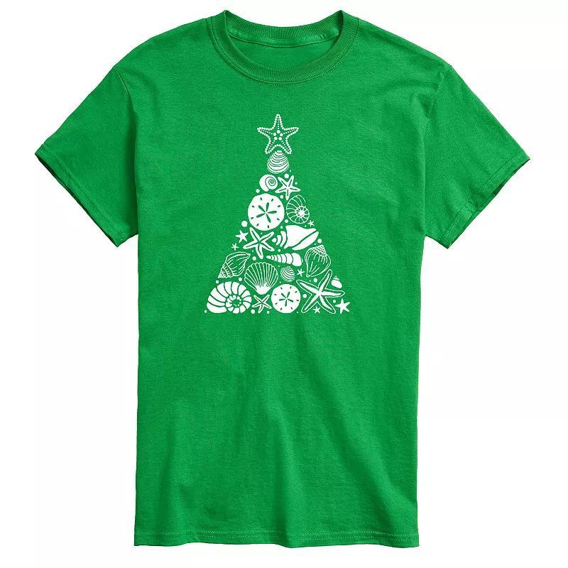 Big & Tall Sea Shell Christmas Tree Graphic Tee, Mens Product Image