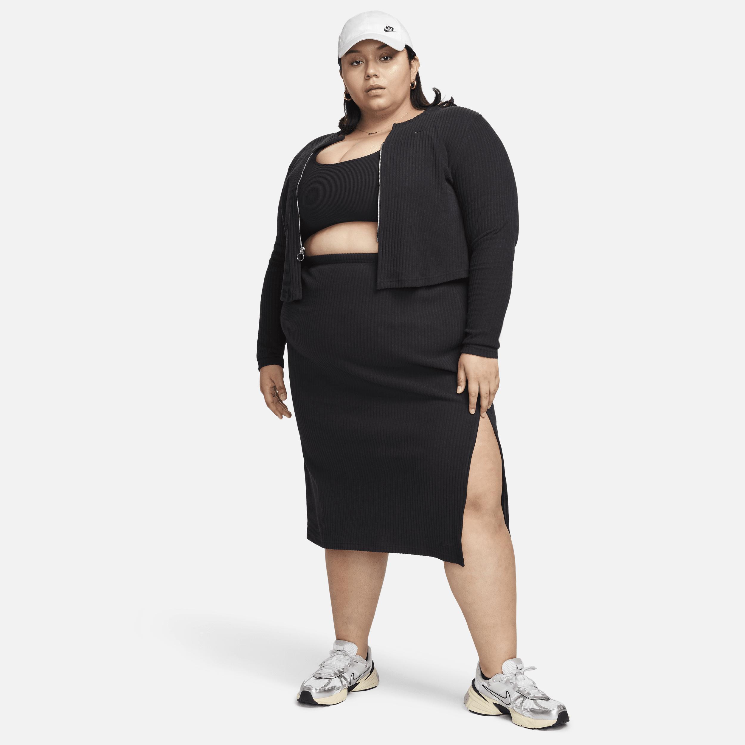 Womens Nike Sportswear Chill Rib Slim Full-Zip Cardigan (Plus Size) Product Image