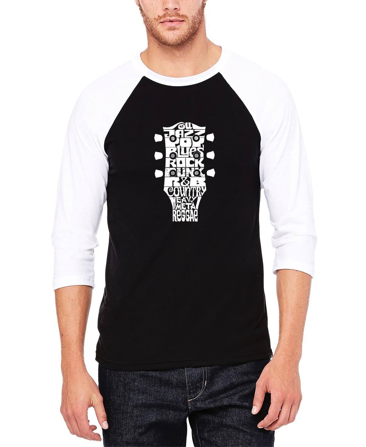 Mens Raglan Baseball Word Art Guitar Head Music Genres T-shirt Product Image