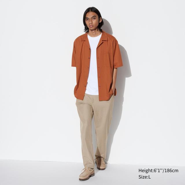 Mens Linen-Blend Relaxed Pants Beige Small UNIQLO US Product Image