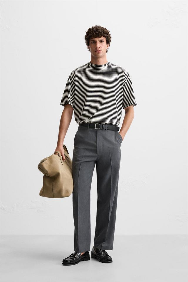 COTTON - LINEN STRIPED T-SHIRT Product Image