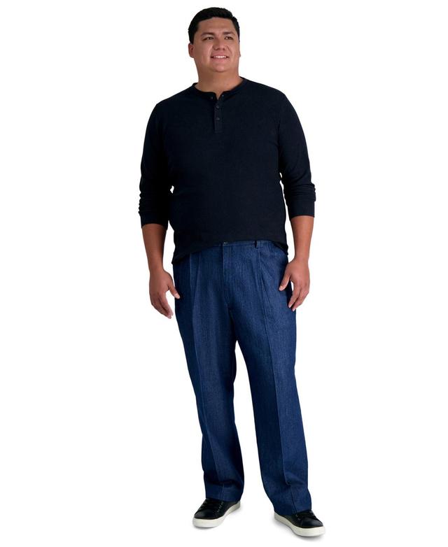 Haggar Men's Big & Tall Classic Fit Pleat Front Denim Pants Product Image