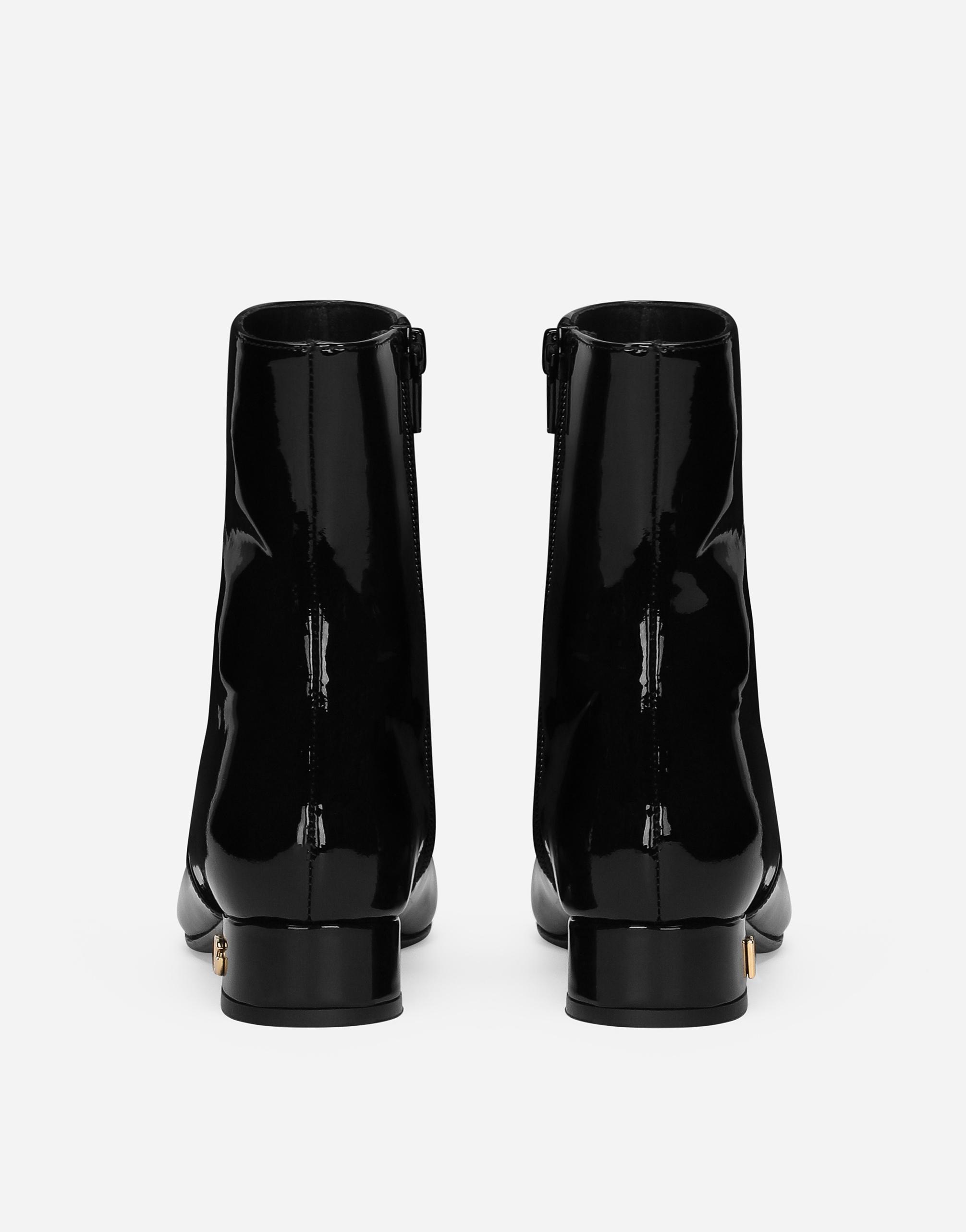 Patent Leather Ankle Boots With Branded Heel In Black Product Image