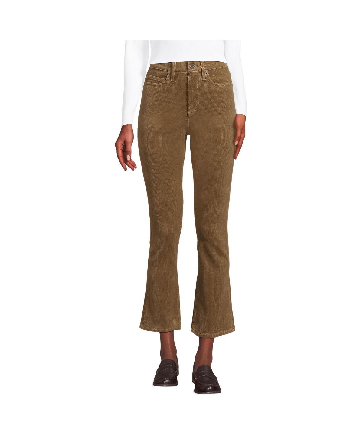 Womens Lands End Corduroy High Waisted Kick Crop Pants Rich Brown product image