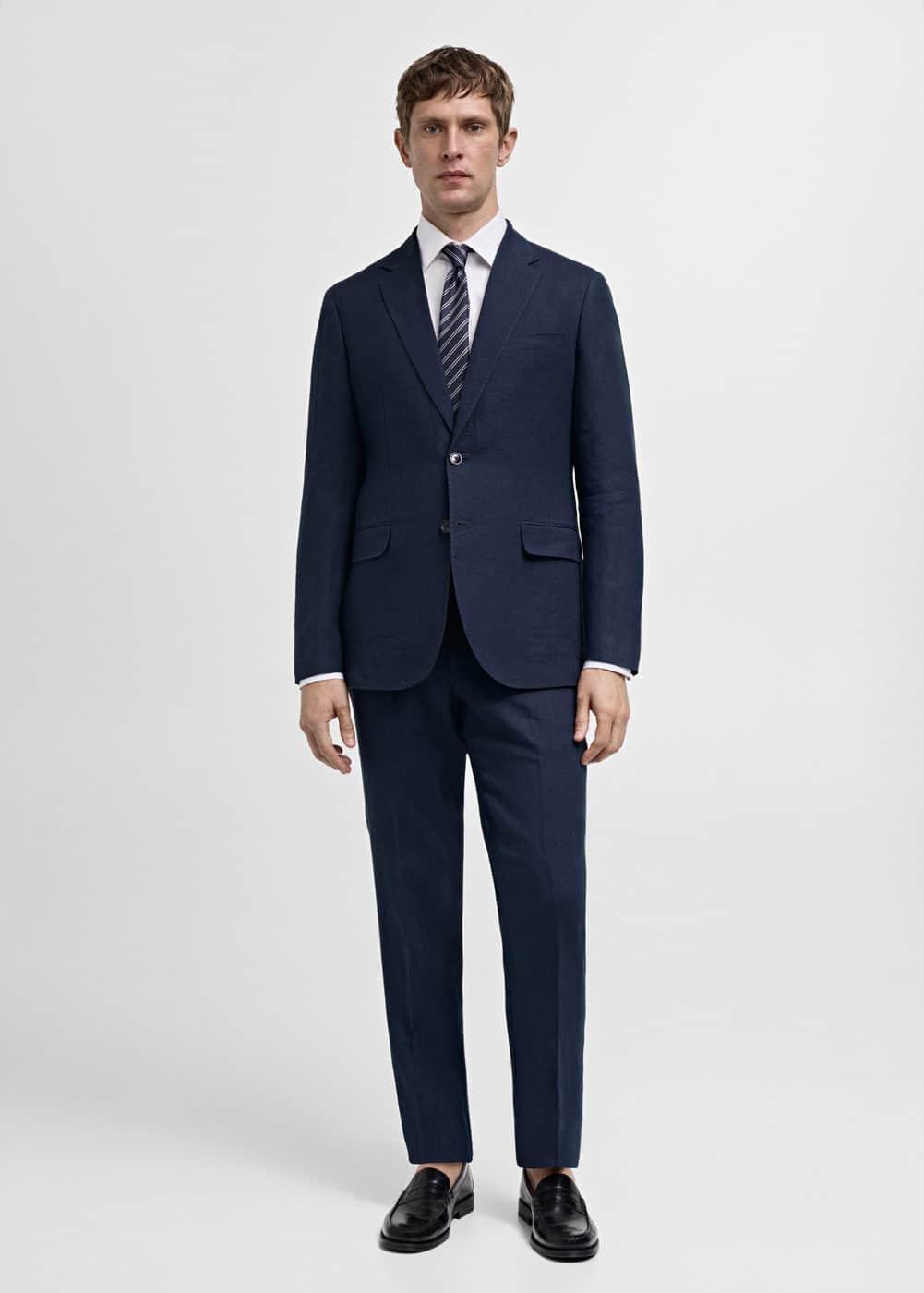 MANGO MAN - 100% linen suit trousers dark navyMen Product Image