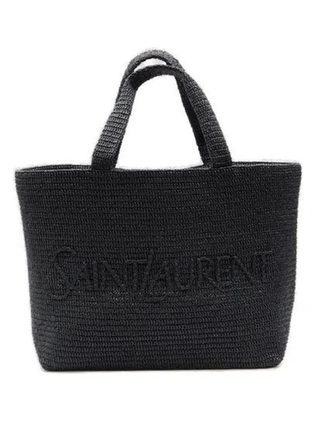 Men's Raffia Tote Bag In Black Product Image