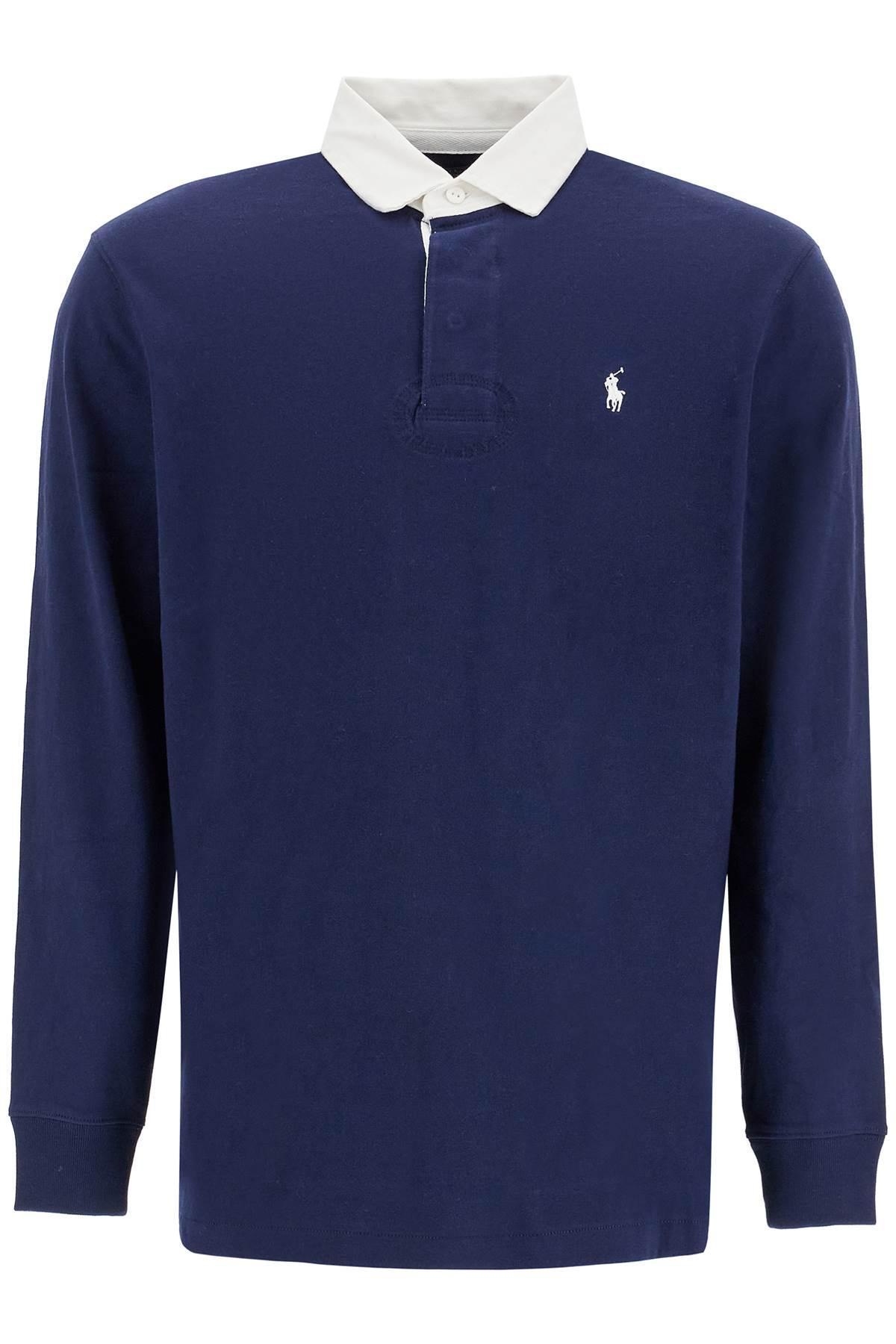 POLO RALPH LAUREN Logo Embroidered Rugby Polo Shirt In Blue Product Image