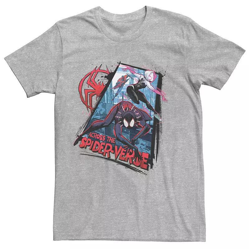 Big & Tall Marvel Spiderman Across The Spider Verse Action Poster Graphic Tee, Mens Athletic Grey Product Image