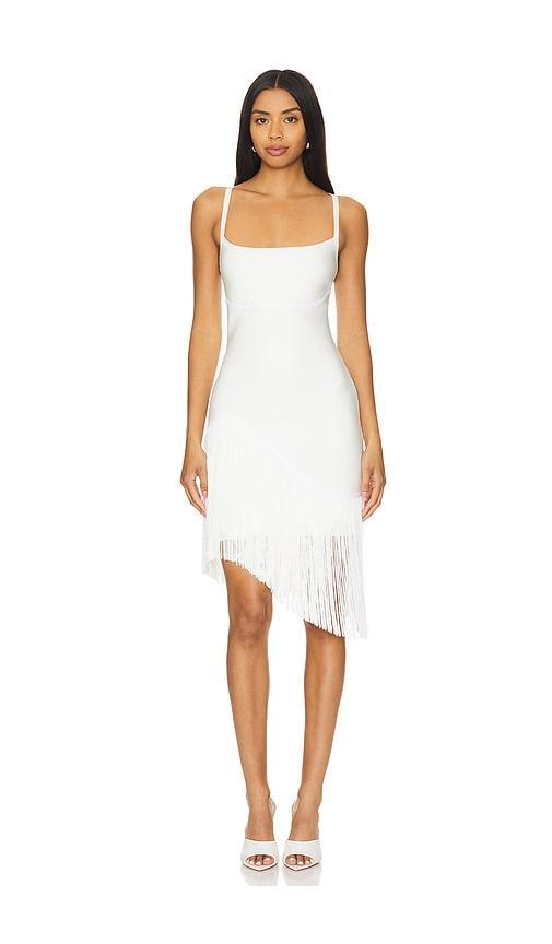 Asymmetric Fringe Midi Dress Product Image