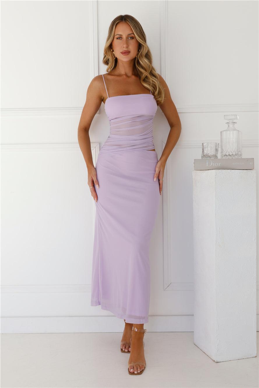 Contemporary Chic Mesh Maxi Dress Lilac Product Image