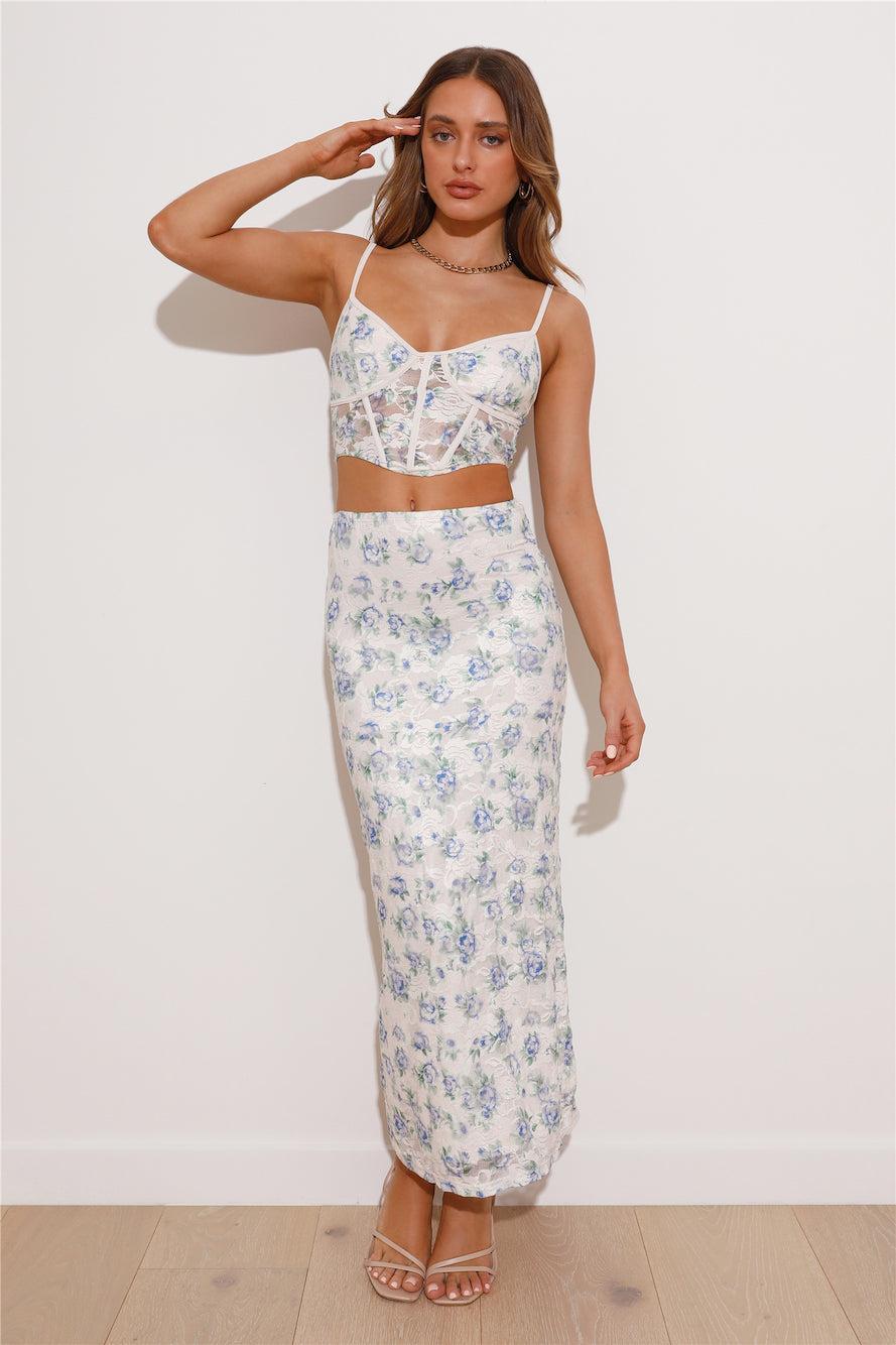 Dainty Touch Lace Maxi Skirt Blue Product Image