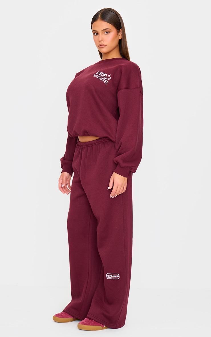 Burgundy Studio Archives Embroidered Oversized Sweatshirt Product Image