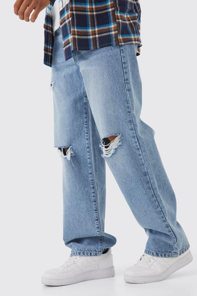 Baggy Rigid Distressed Jeans | boohooMAN USA Product Image