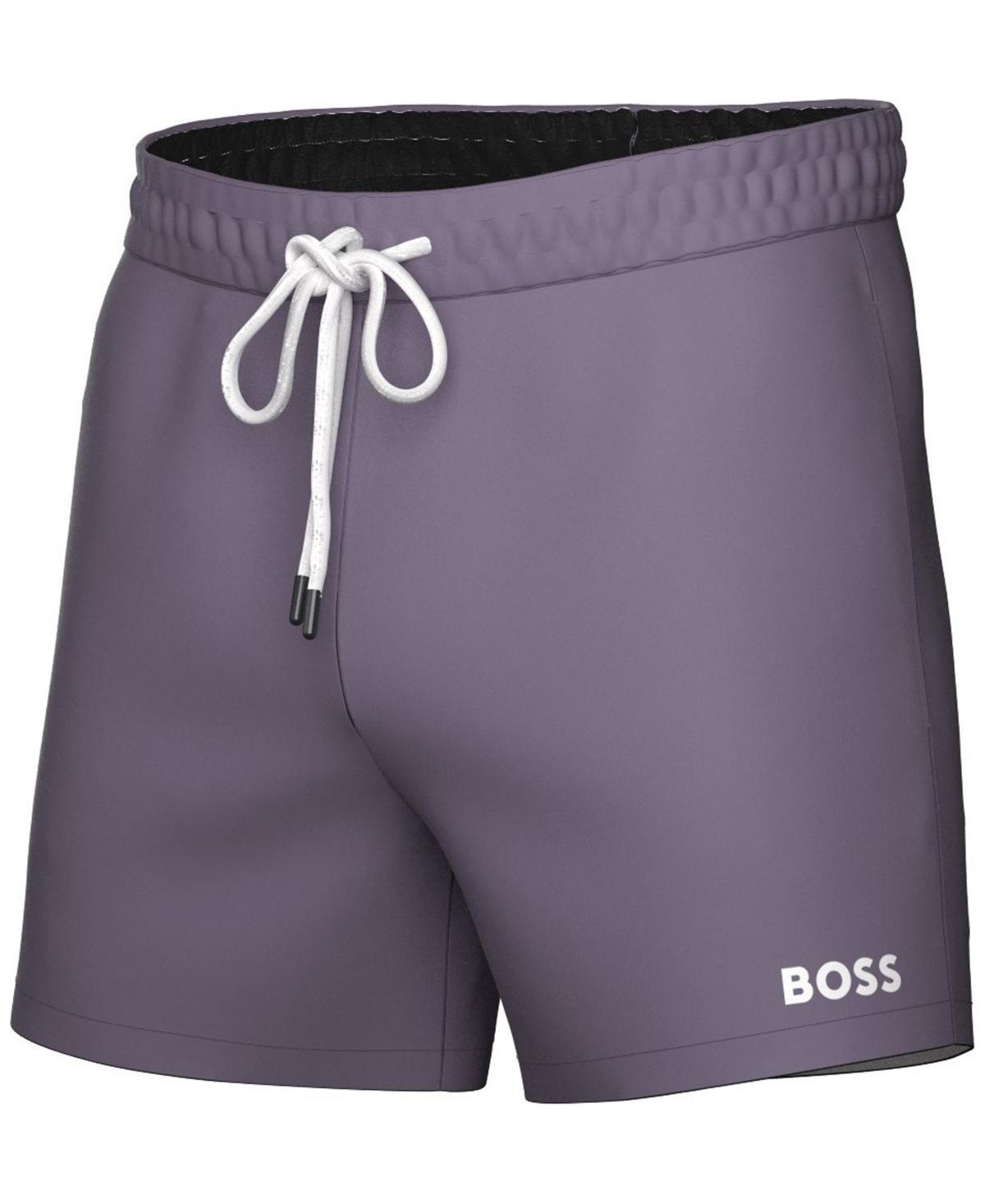 HUGO BOSS Boss By  Men's Lee Drawstring 5.3" Swim Trunks, Created For Macy's In Medium Purple Product Image