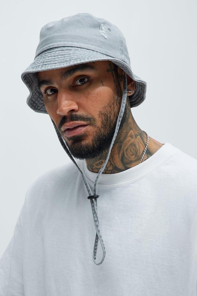 Distressed Washed Bucket Hat - Grey Product Image