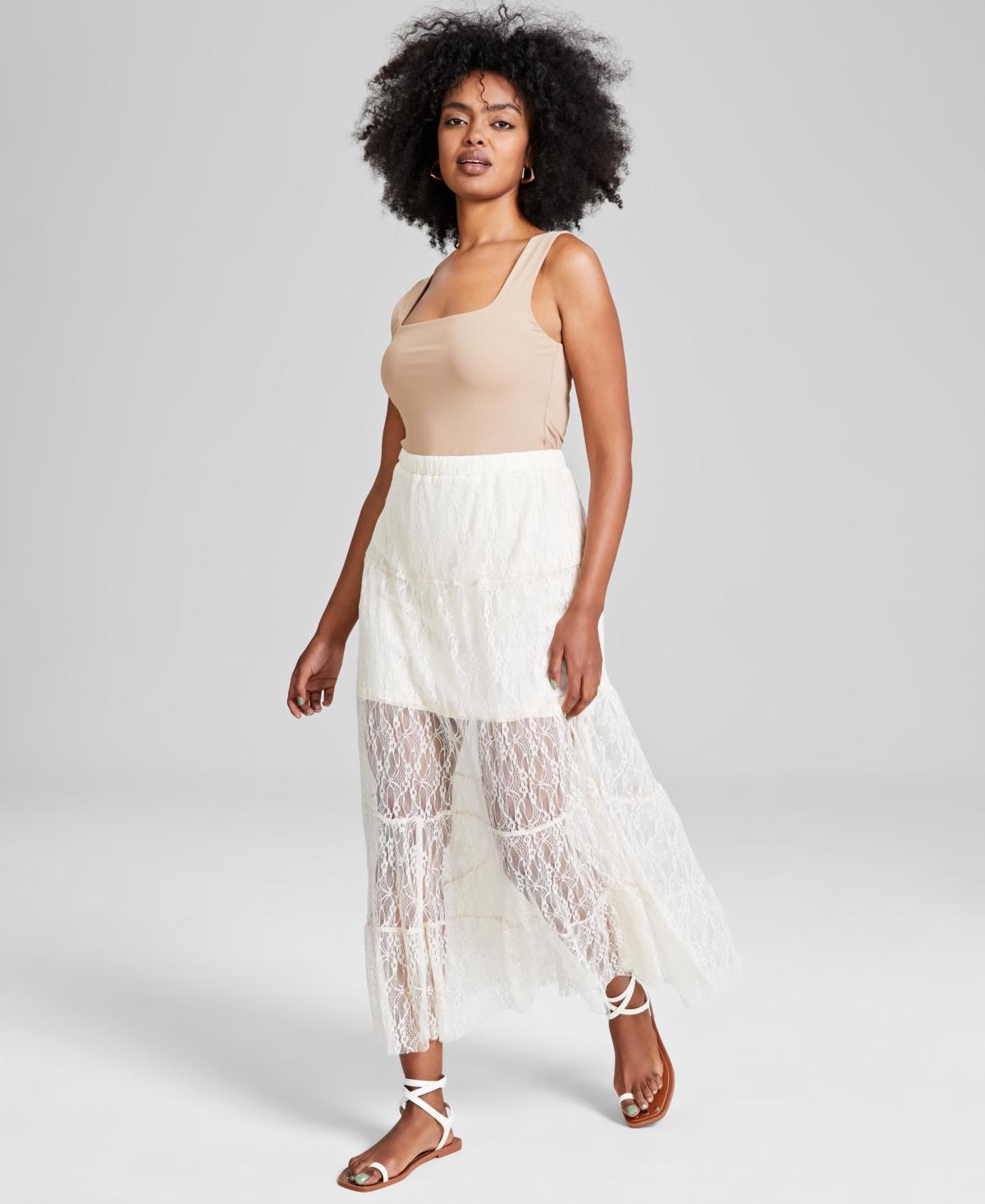 And Now This Womens Pull-On Tiered Lace Maxi Skirt, Created for Macys Product Image