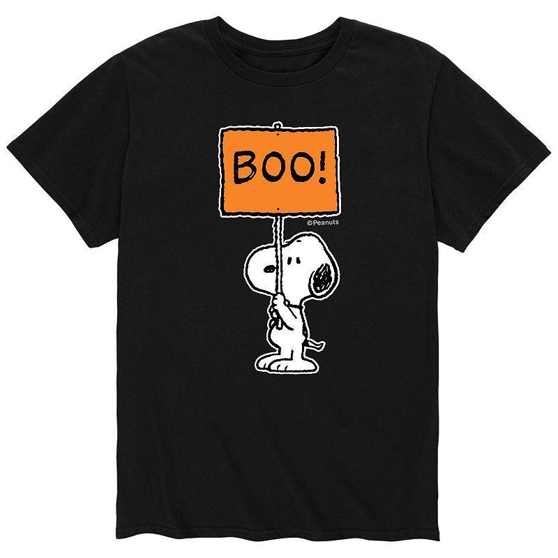 Big & Tall Peanuts Snoopy Boo Sign Tee, Mens Black Product Image