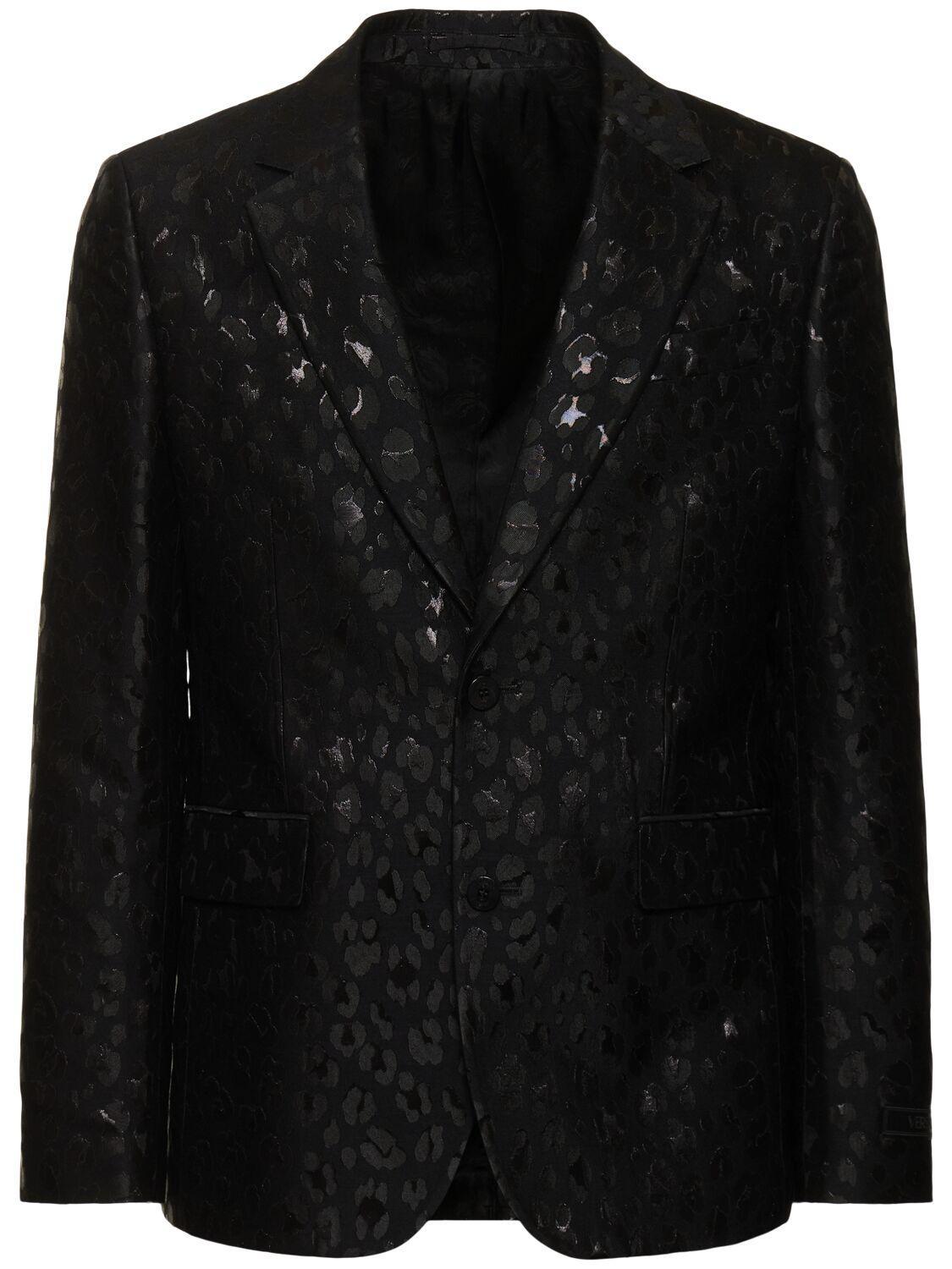 Lurex Leopard Jacquard Blazer In Black Product Image