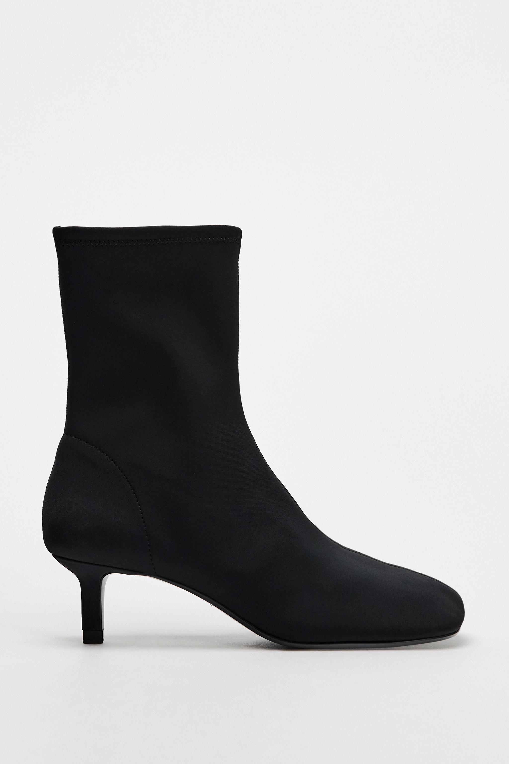 SQUARE TOE STRETCH HEELED ANKLE BOOTS Product Image