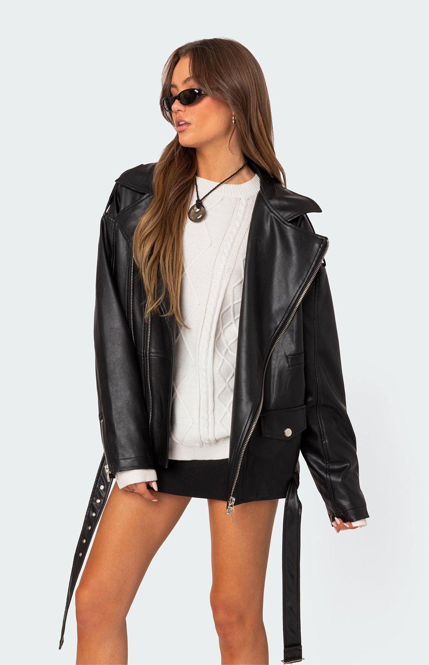 Edikted Women's Wrenley Oversized Faux Leather Jacket product image