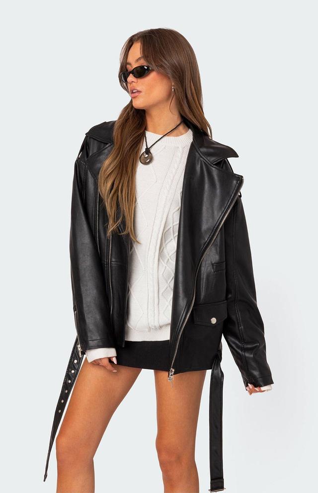 Edikted Women's Wrenley Oversized Faux Leather Jacket Product Image