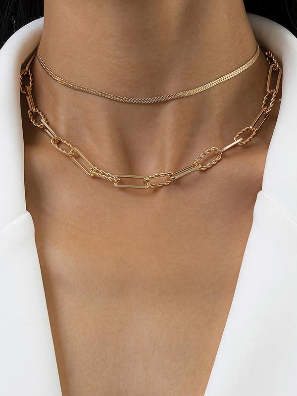 Chains Double Layered Solid Color Necklaces Accessories Product Image