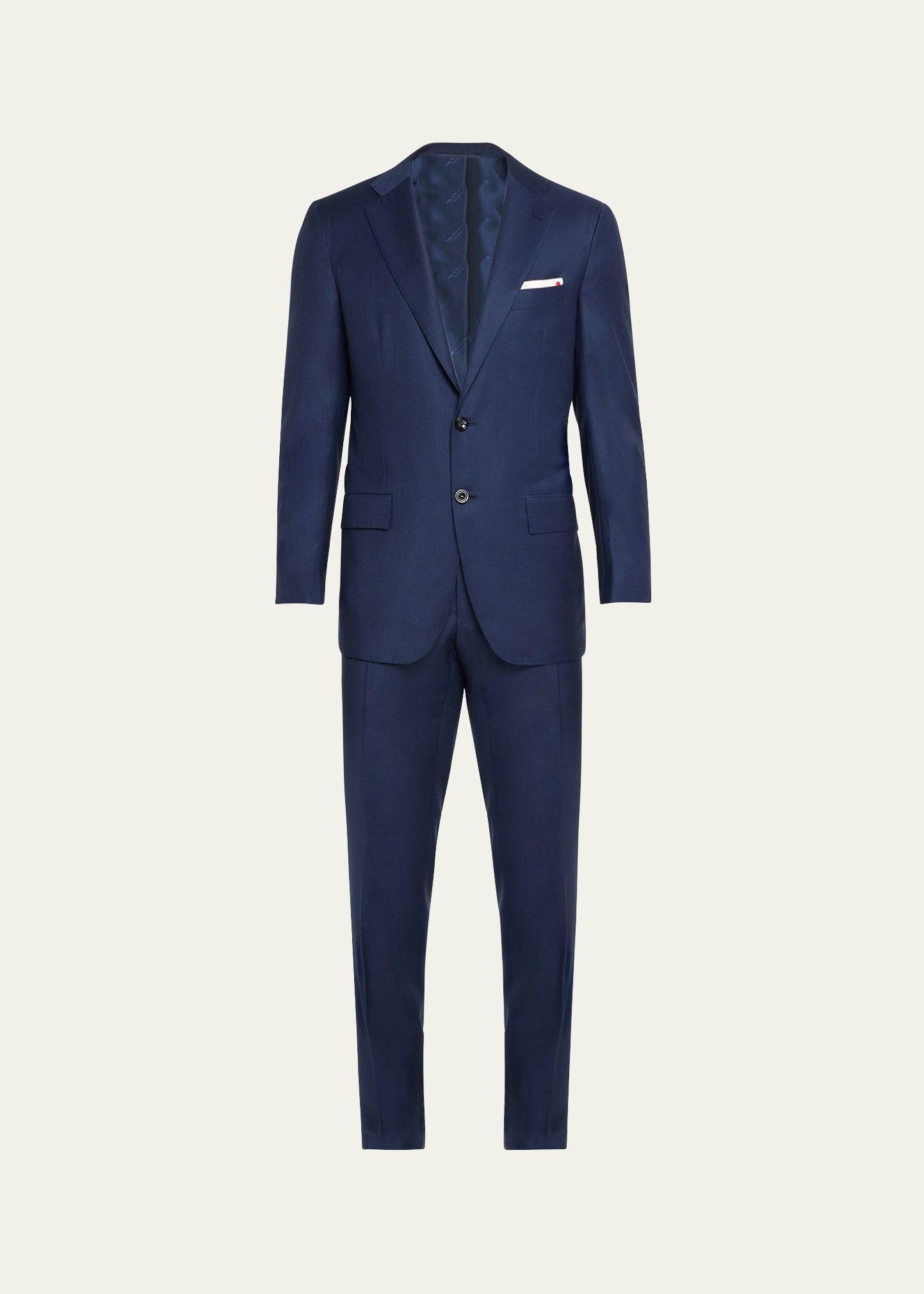 Mens Tonal Striped Wool Suit Product Image