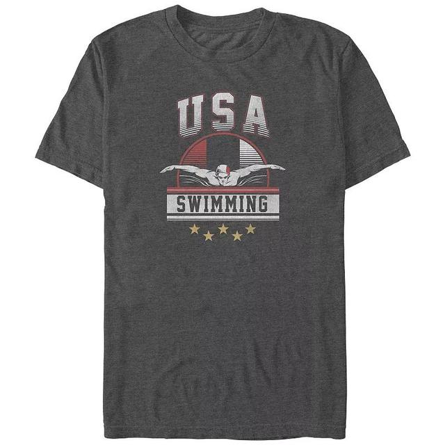 Big & Tall USA Swimming Graphic Tee, Mens Grey Heather Product Image