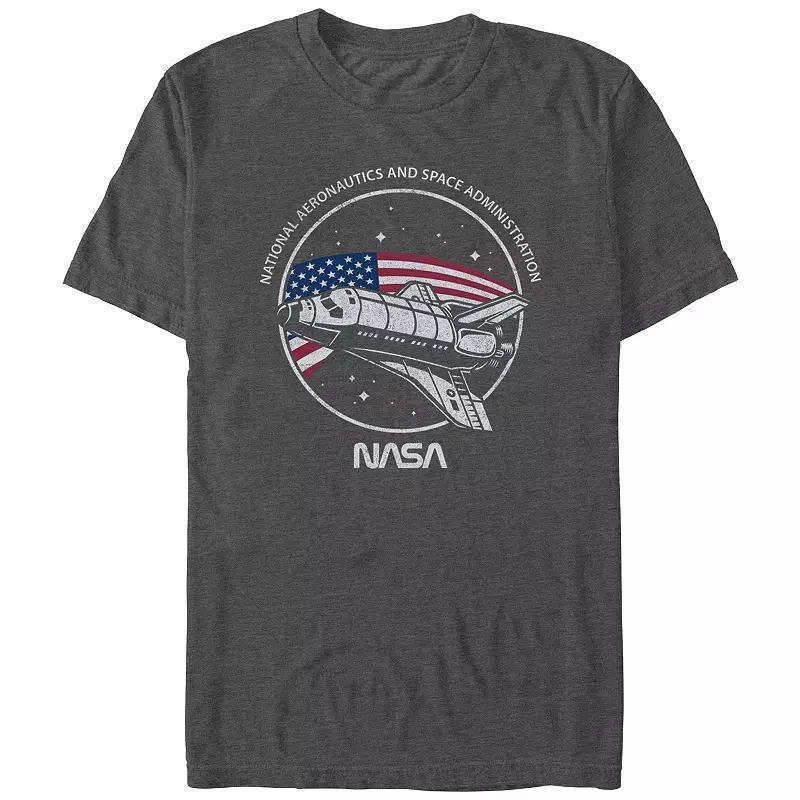 Mens Nasa USA Flag Stamp Graphic Tee Grey Heather Product Image