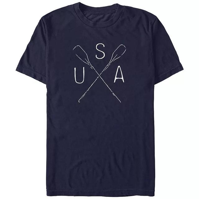 Mens USA Crossed Paddles Graphic Tee Blue Product Image