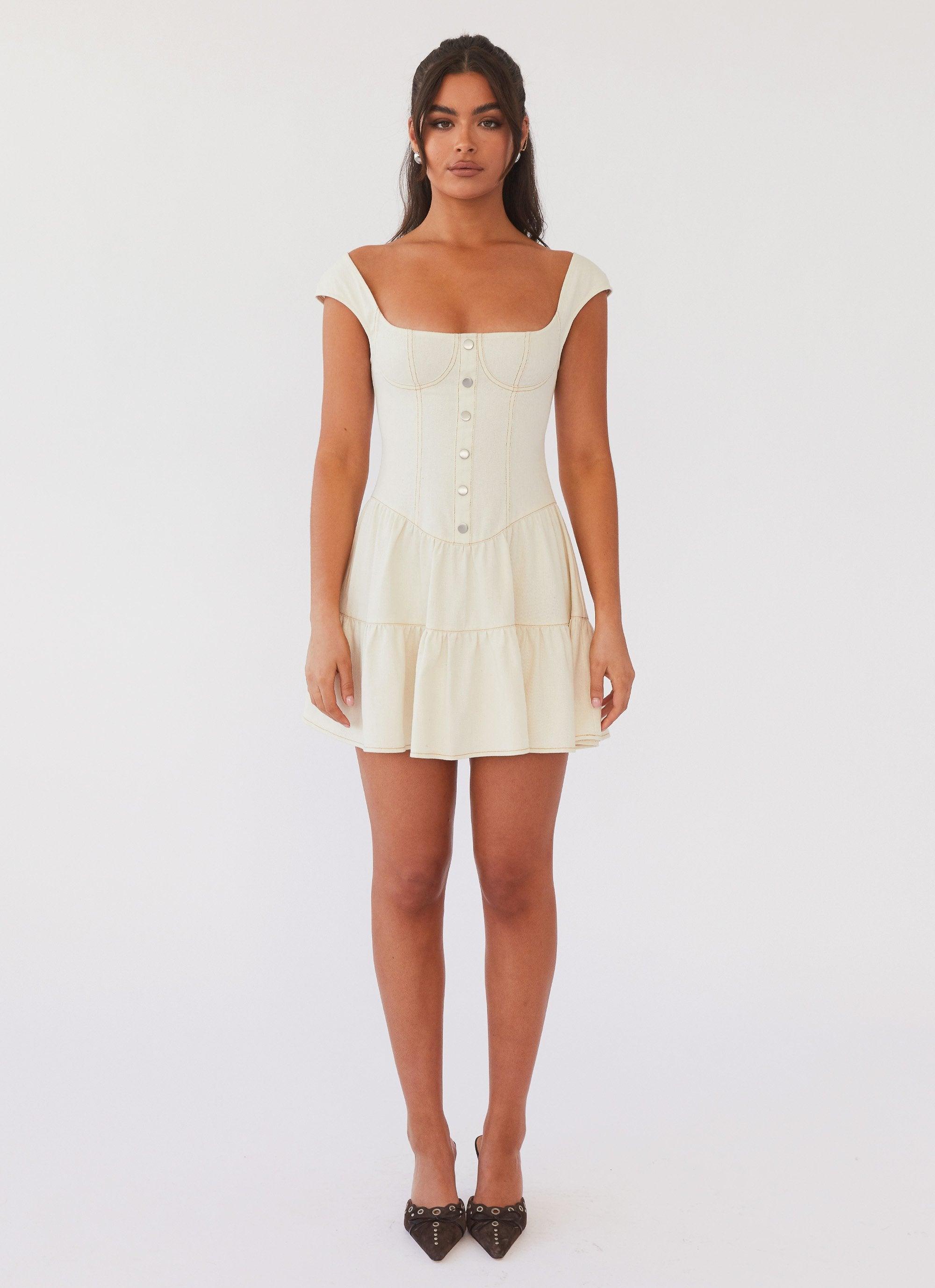 Isabella Denim Bustier Dress - Antique Product Image