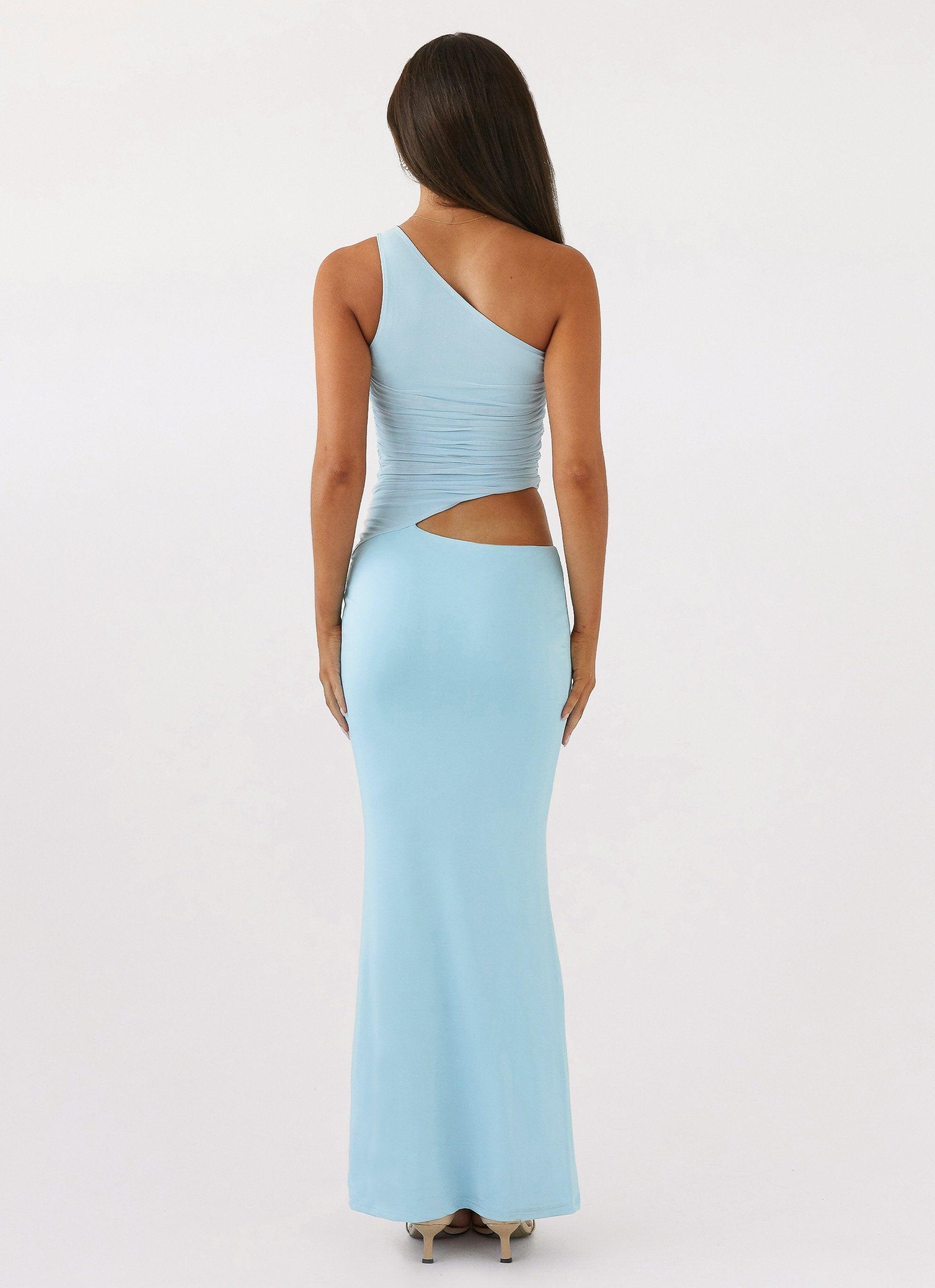 Seranella One Shoulder Maxi Dress - Sky Blue Product Image